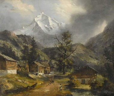 Картина "Вид на гору Юнгфрау"