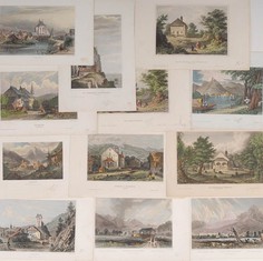 12 гравюр с видами Швейцарии